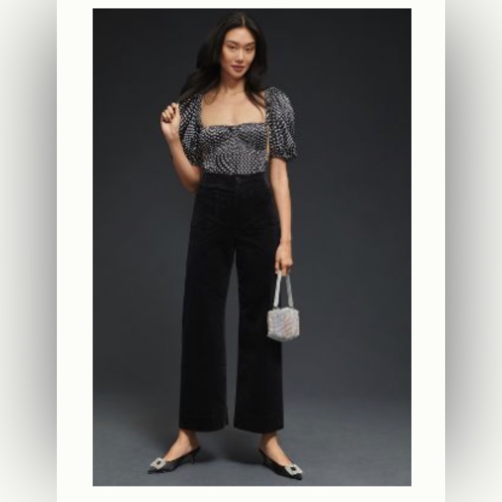 Cropped wide leg corduroy pants, Anthropologie